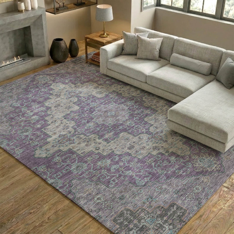 Tapis lavable à la machine de qualité supérieure Mayfield AMF2486, Mauve, 10 pi x 14 pi