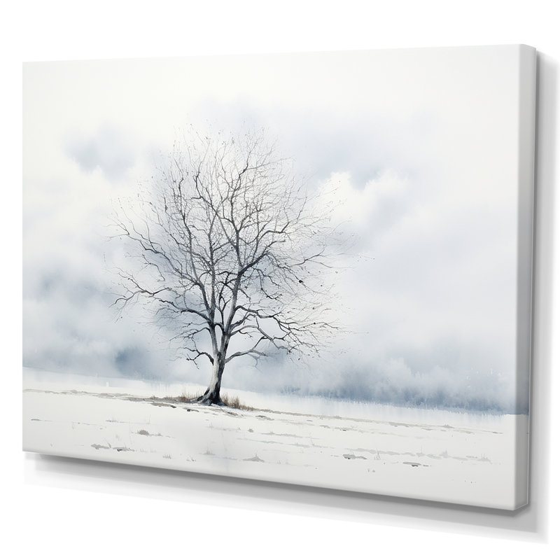 Minimalisme de Winters Tree - impressions sur toile d'arbre, H 16 po x l 32 po x P 1 po, Toile tendue