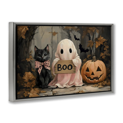 Joli cadre flottant d'Halloween Boo, design par Arlington Prints