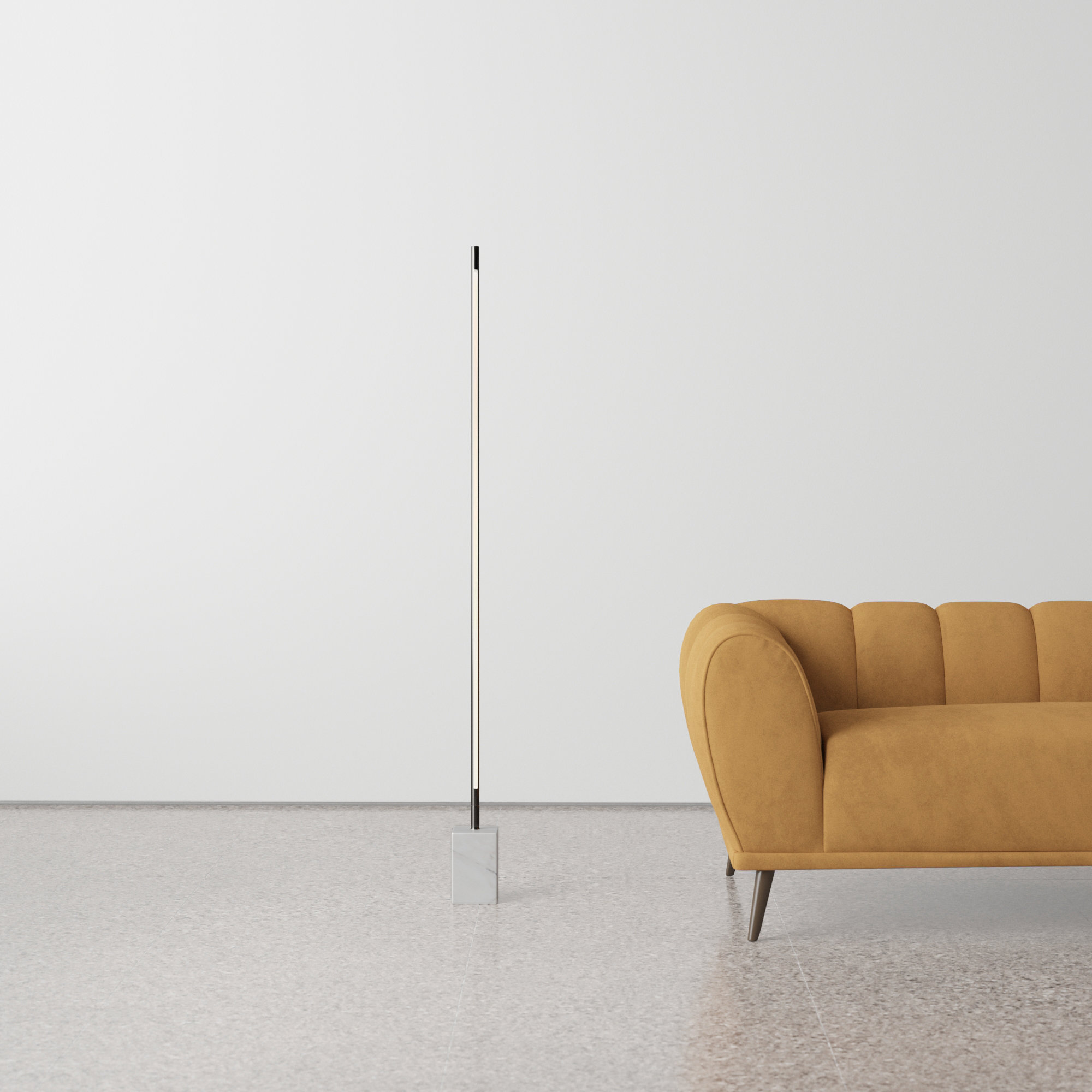 Ericson 65'' Dimmable Floor Lamp, Brushed Steel/White Marble