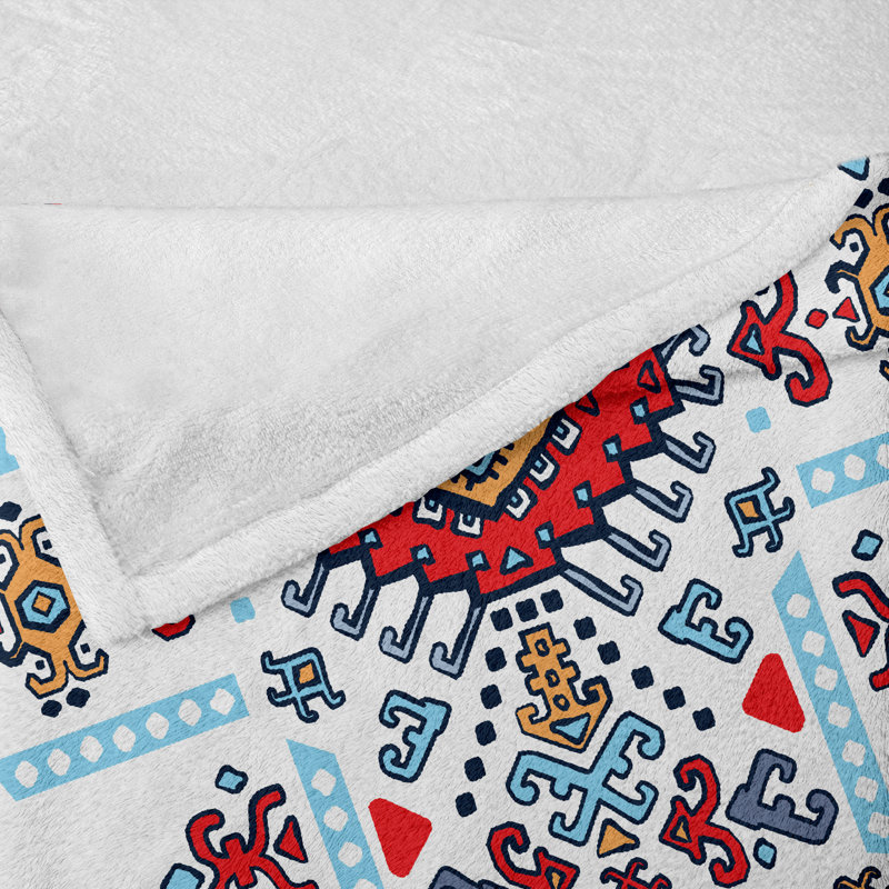 Ambesonne Tribal Fleece Throw Blanket Mexican Pattern, 70" W x 90" L