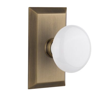 Plaque Studio avec poignée de porte en porcelaine blanche