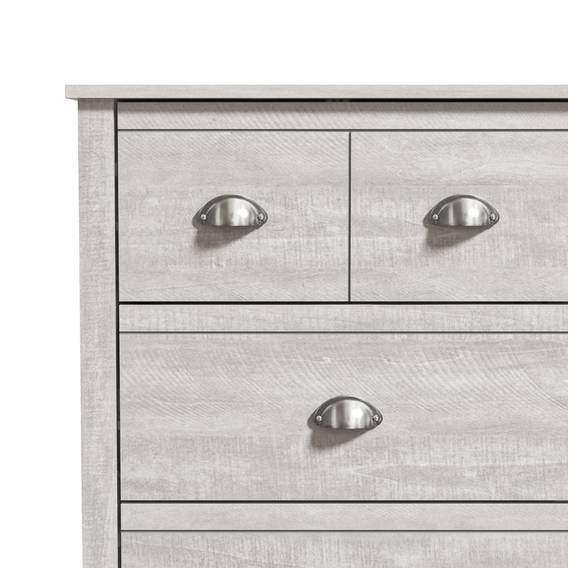 Commode double 6 tiroirs Bhure, Chêne gris cendré