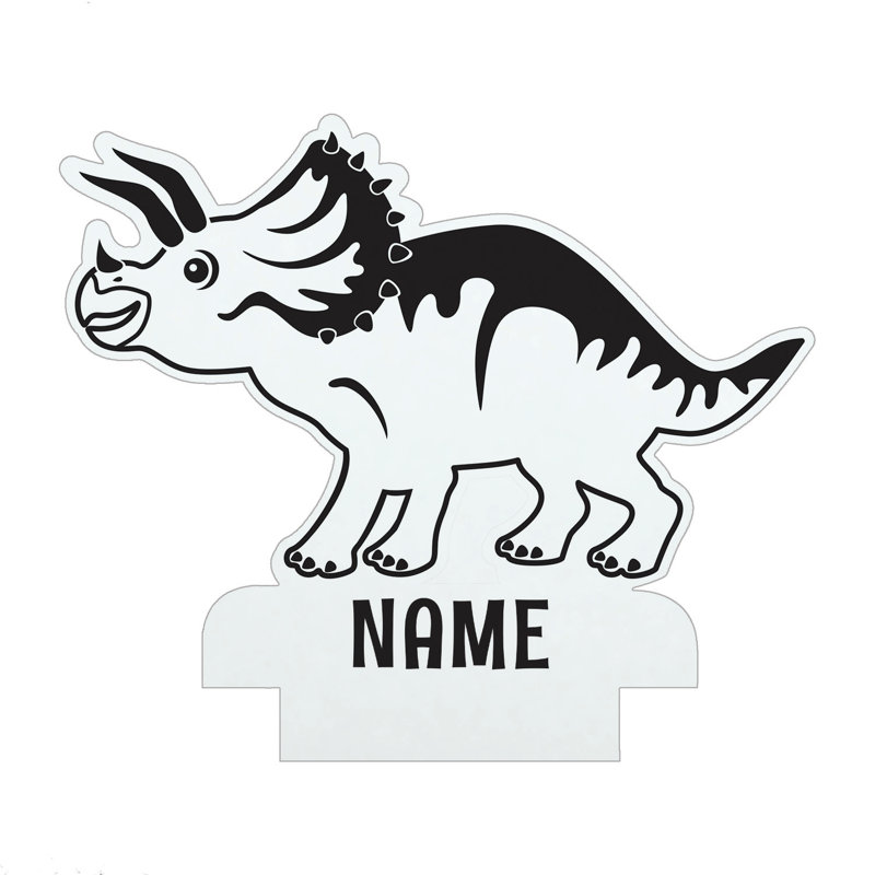 Veilleuse à DEL Triceratops avec nom personnalisé gravé au laser sur un insert en acrylique, Oui