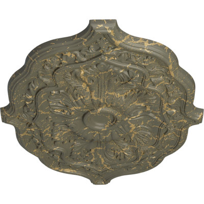 Endurathane Pesaro Ceiling Medallion, 36"W x 26"H x 1 1/2"P, Hand-Painted Witch Hazel Crackle Finish