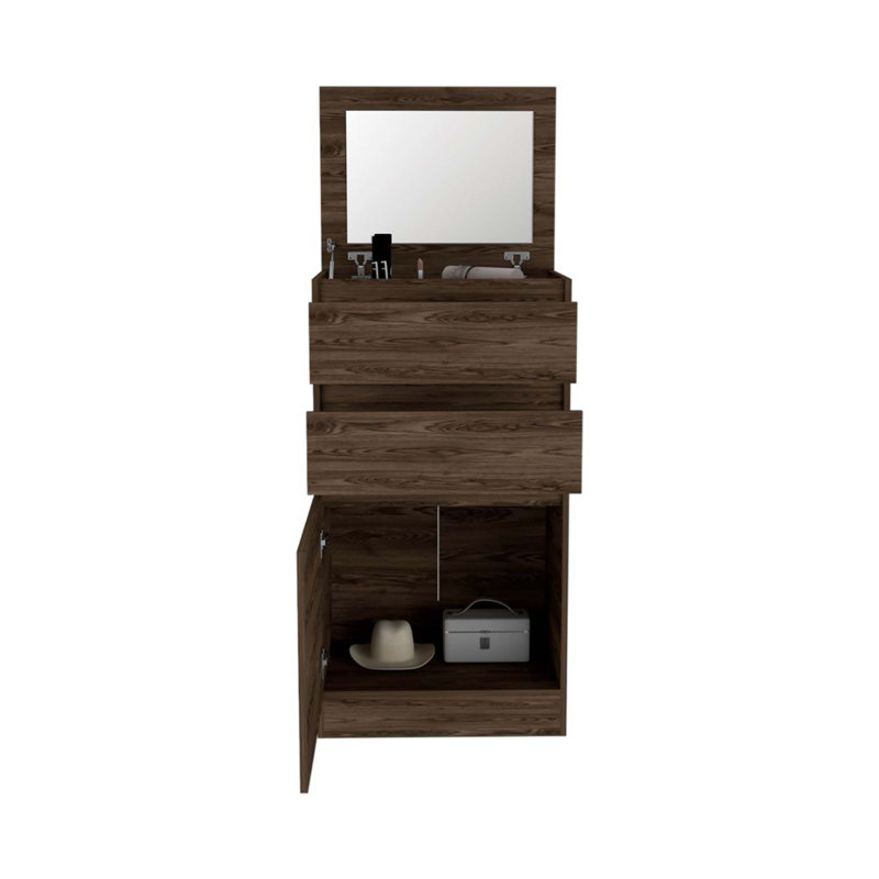 Commode 2 tiroirs Delcho, Brun