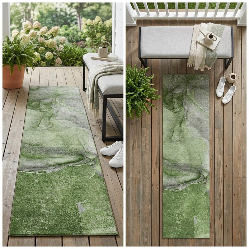 Tapis de couloir extérieur vert 8 po