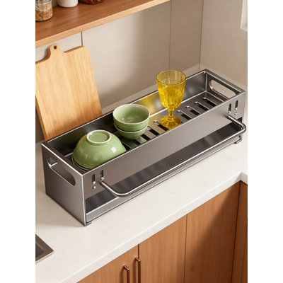 Organisateur de chariot d'évier de cuisine en acier inoxydable avec support de distributeur de savon et support à éponge à séchage rapide pour l'organisation du comptoir