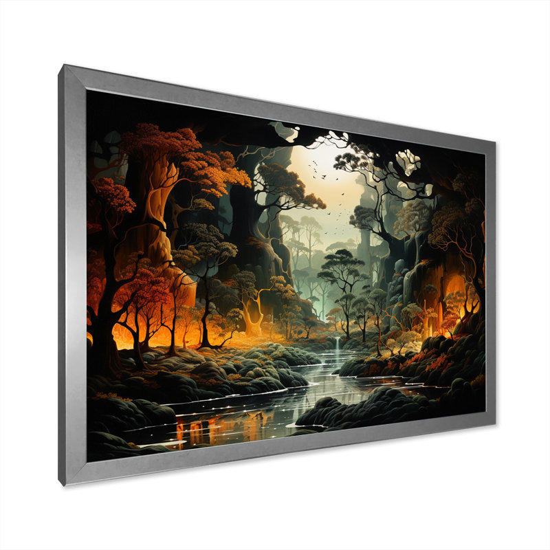 «Adventures In The Enchanted Forest I», reproduction sur toile, Cadre simple argenté, H 16 po x l 32 po x P 1 po