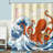Funny Ocean Octopus Shower Curtian for Bathroom Waterproof Fabric Bath Curtain Sets with Hooks 72''×72''