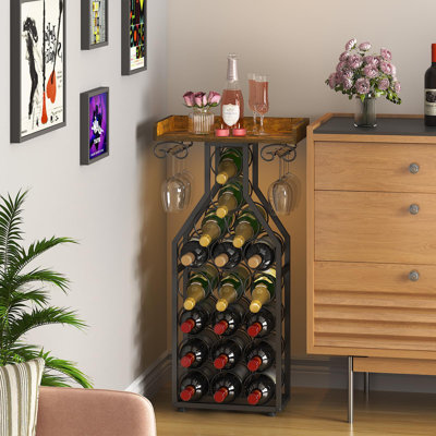 Plancher autoportant pour porte-bouteilles de vin, mini table de bar avec plateau de table, porte-bouteilles et porte-bouteilles en verre