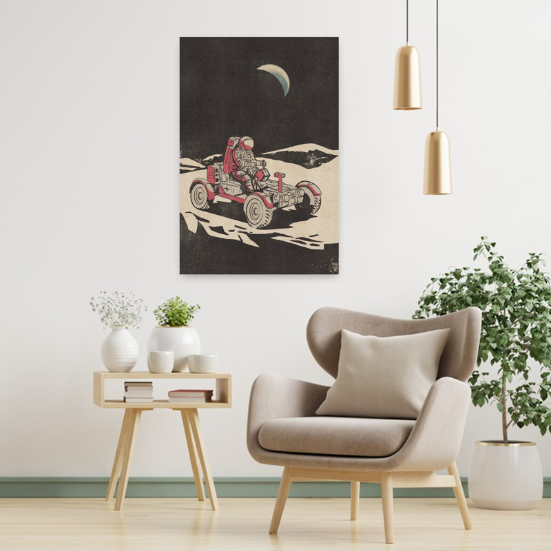 Art mural rétro, paysage lunaire rétro rétro, 36" H x 24" W