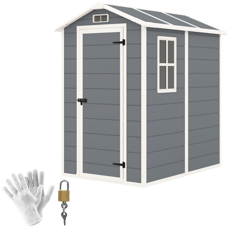 Garden 4 ft. W 6 ft. D PP Resin, Aluminium Reverse Apex Storage Shed