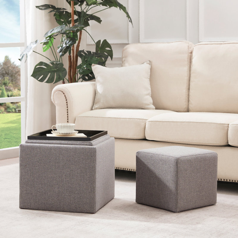 Costner Upholstered Storage Ottoman set, Gray