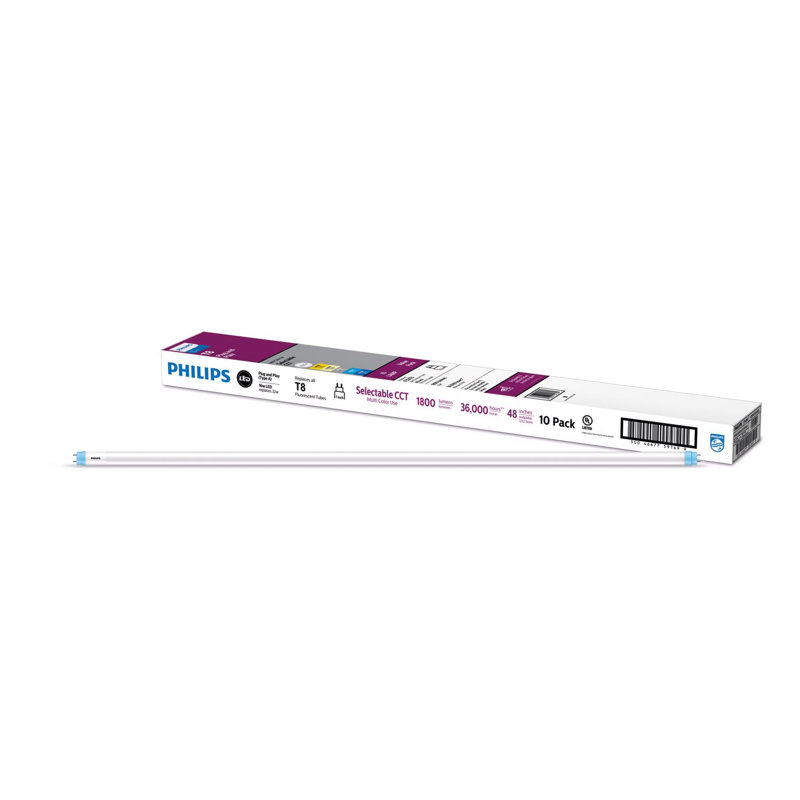 Philips DEL Multi-CCT 48 pouces G13 T8 linéaire 32 watts équivalents, paquet de 10