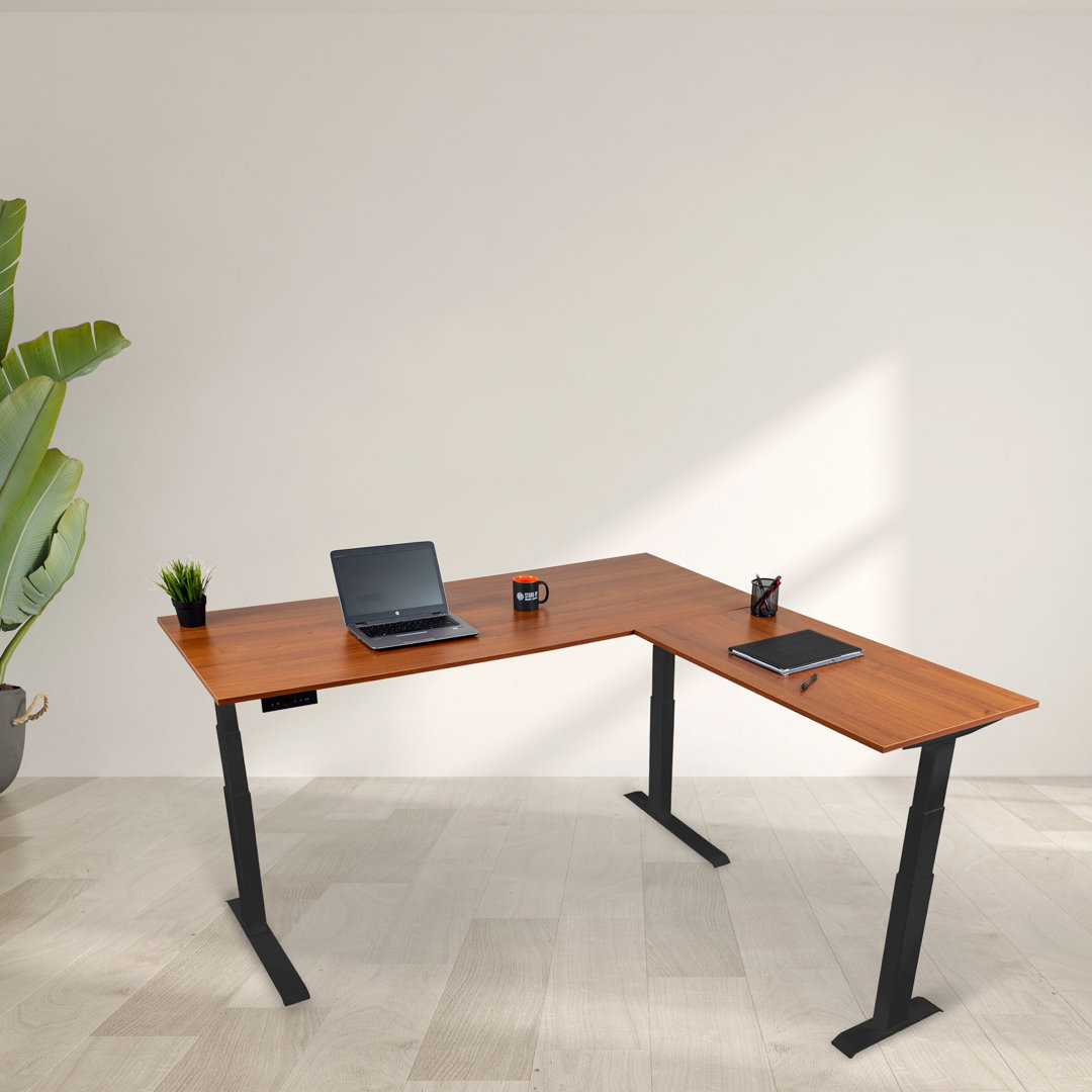 Roshina Height Adjustable L-Shape Standing Desk Inbox Zero Color 