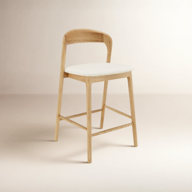 Celestia Upholstered Solid Wood Counter Stool, Brown