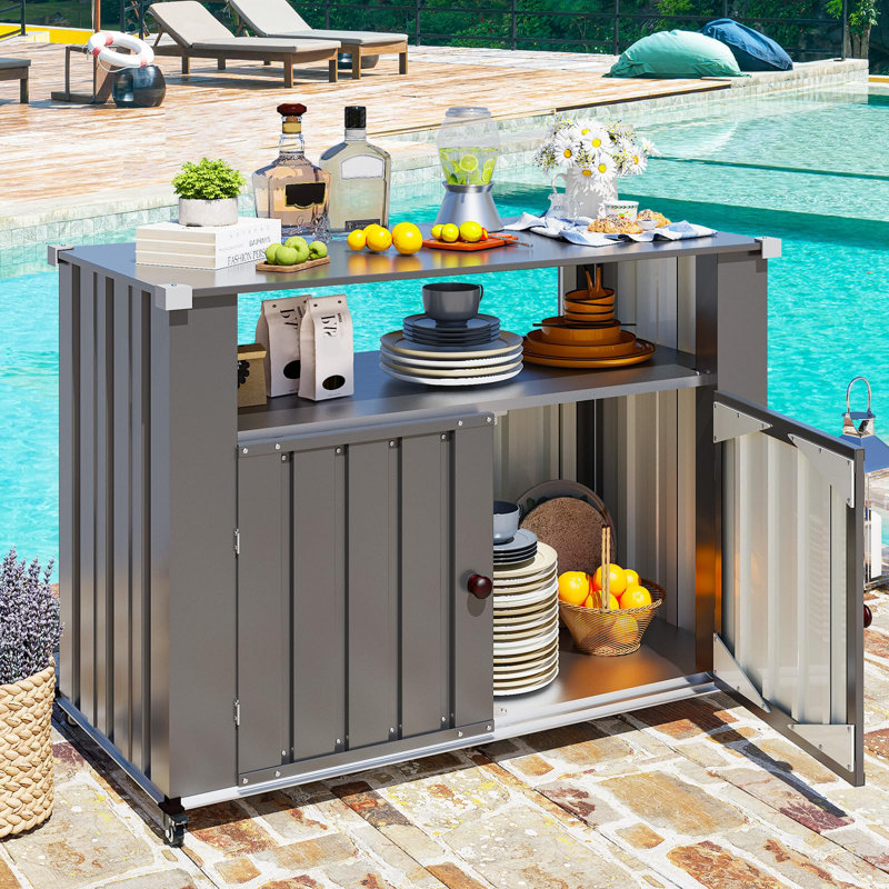 Table de barbecue extérieure avec armoire de rangement résistante aux intempéries