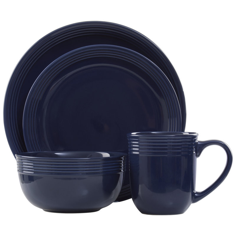 Jontre Piece Stoneware Dinnerware Set - Service for 4, Dark Blue