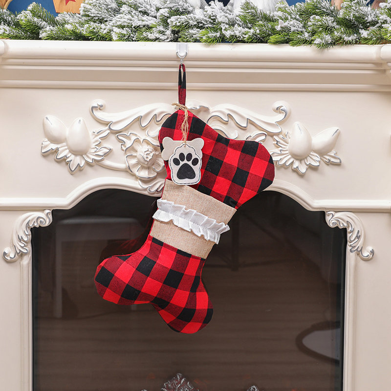 Ornement de Noël en forme de chien - cadeau pour chien - Buffalo Check