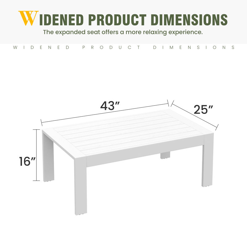 Table basse d'extérieur en aluminium, Blanc