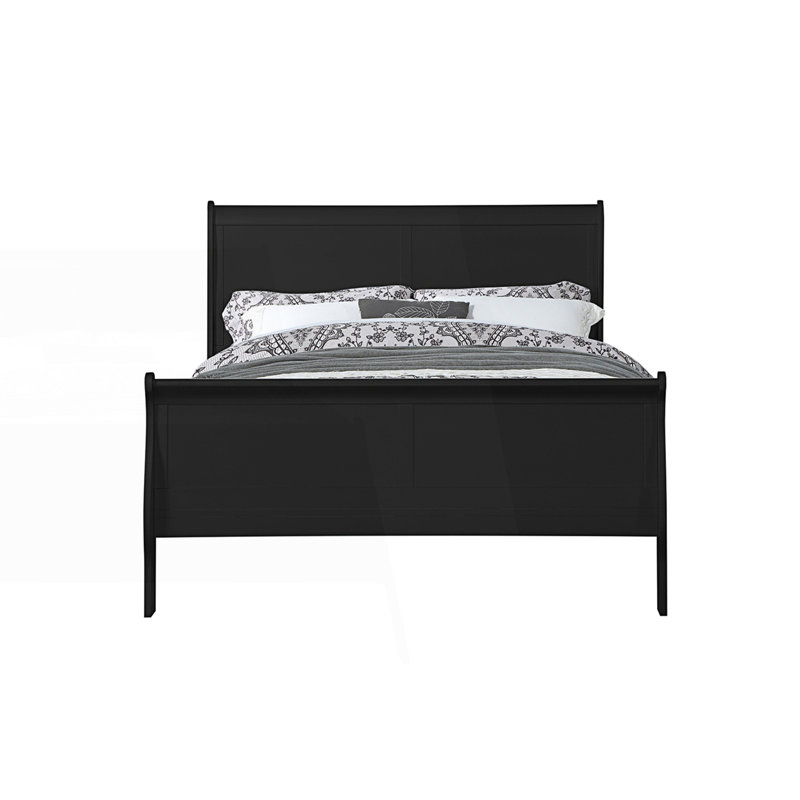 Amadis Wooden Sleigh Bed, King, Dark Gray
