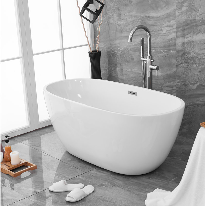 Thermopolis 59'' x 28.3'' Soaking Acrylic Bathtub, Polished Chrome