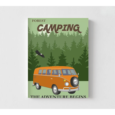 Affiche rétro de camping campeur de forêt, idée de cadeau spécial de petit ami amoureux de la randonnée, art mural de bureau de camping, affiche d'aventure de forêt rétro