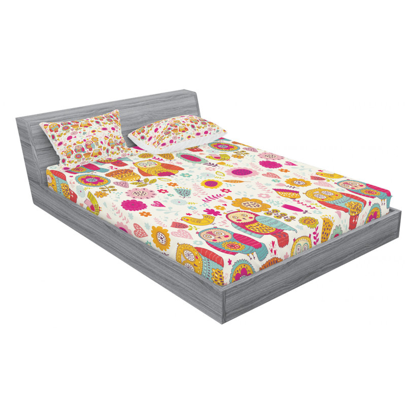 Microfiber Floral Sheet Set, Queen Sheet Set with Fitted Sheet