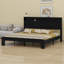 Structure de lit plateforme en bois avec tête de lit à DEL avec rangement et 2 USB, grand rangement sous le lit-2033660306