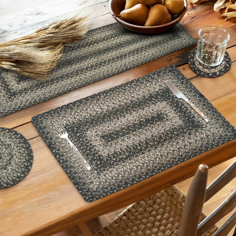 Ensemble de 6 sous-verres en jute de qualité supérieure pour table, Gris / argent / ivoire