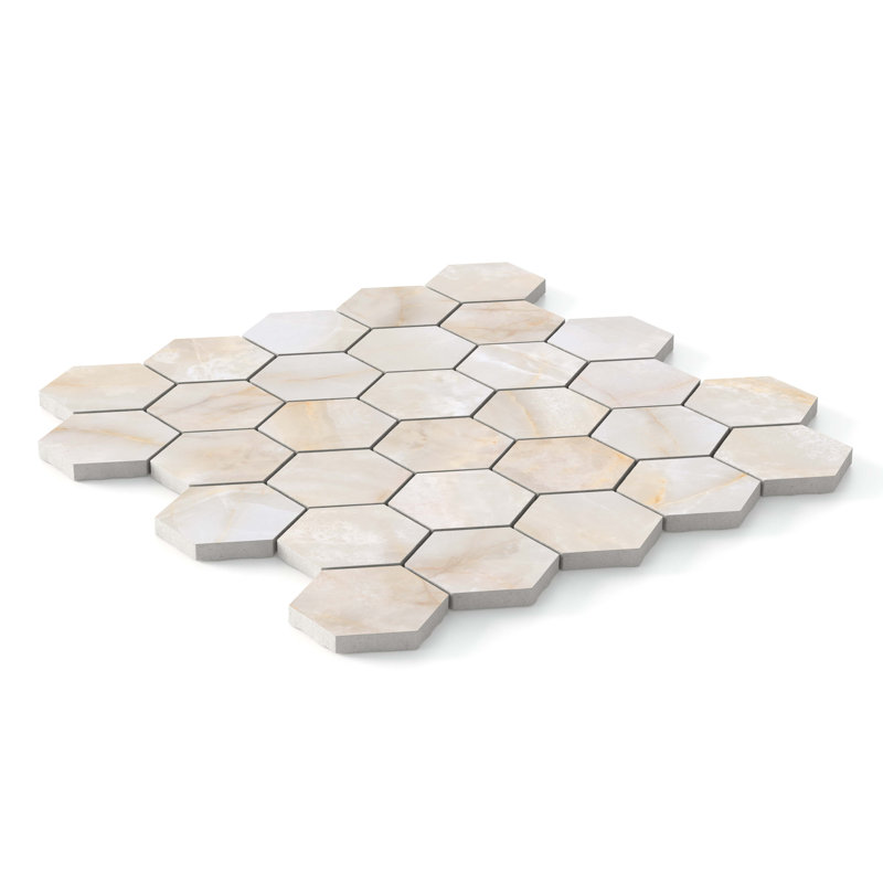 Onice Matte Hexagon Mosaic Wall & Floor Tile (.80 Sq. Ft. /Sheet), Cream