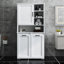 Armoire pour panier à linge avec portes - Tablette inclinable, Rangement multiple, Autoportant, Réglable, Blanc