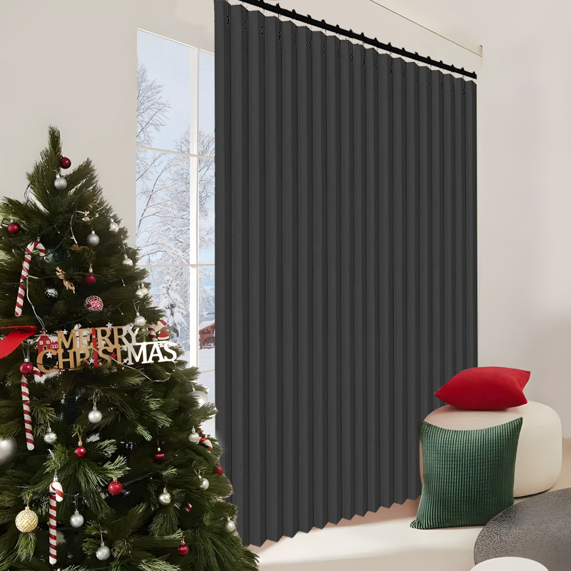 Extra Wide Room Divider Curtain Waterproof Vertical Sensen Drapes, 100" W x 84" L, Black