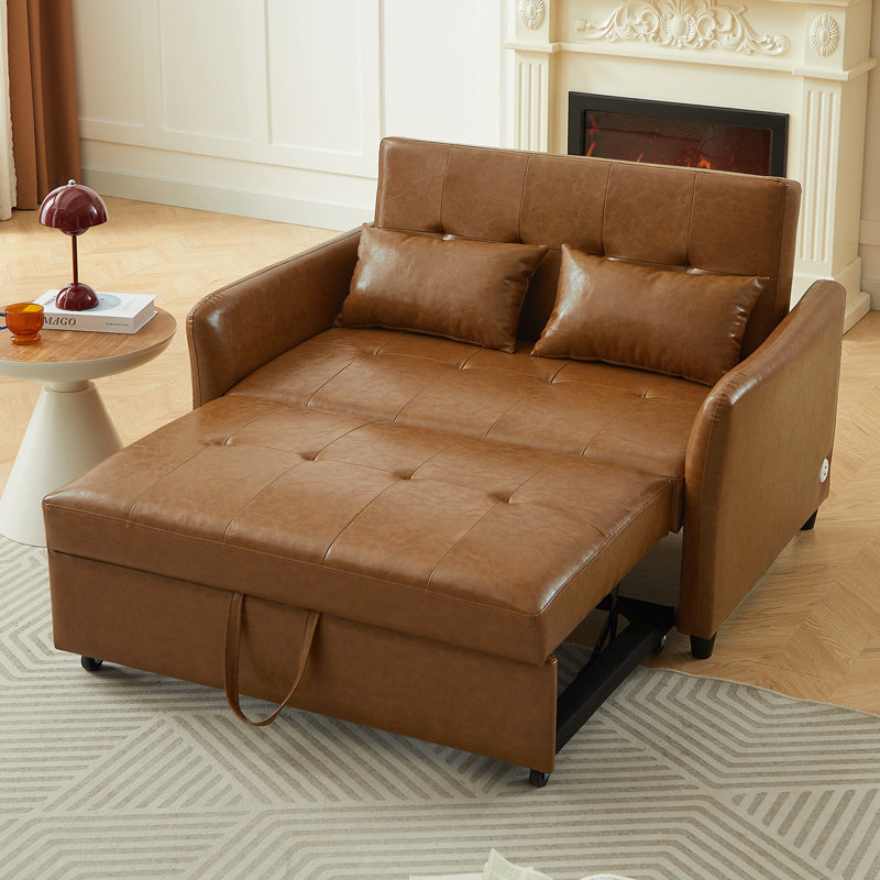 Fauteuil convertible 51,57 po avec accoudoirs surdimensionnés réglables avec trois ports USB pour les petits espaces
