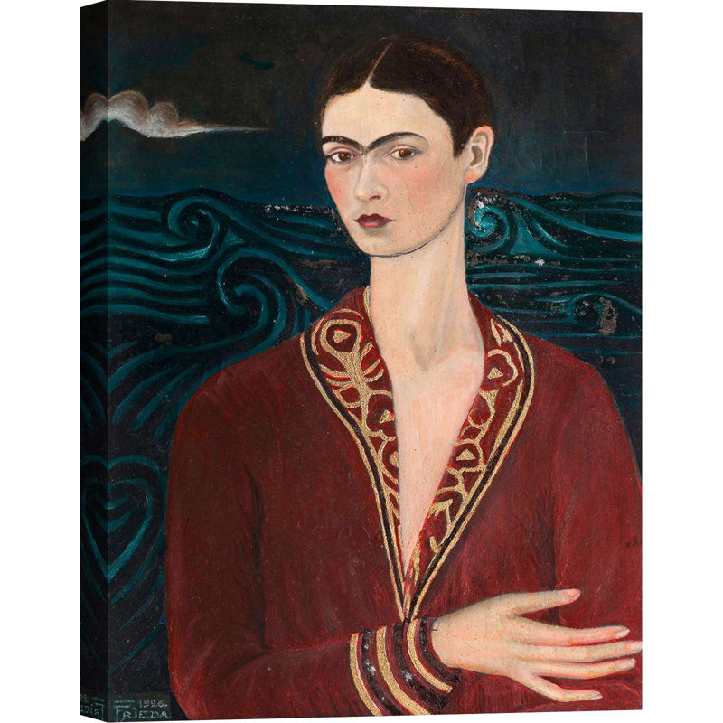 Self-portrait Wearing A Velvet Dress, 1926 by Frida Kahlo - Wrapped Canvas Print, 100 cm H x 70 cm W