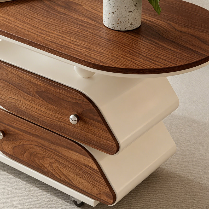 Table basse mobile avec rangement pour petit appartement, 19.68" H x 39.37" L x 19.68" W, Brown/White