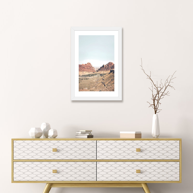 Photographie « arizona road », H 24 po x l 16 po x P 1 po, Papier avec cadre blanc
