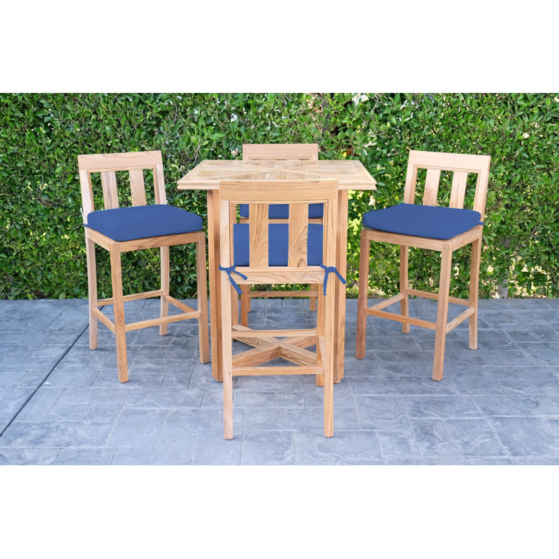 Starlita Teak Bar Set with Stools, Sapphire