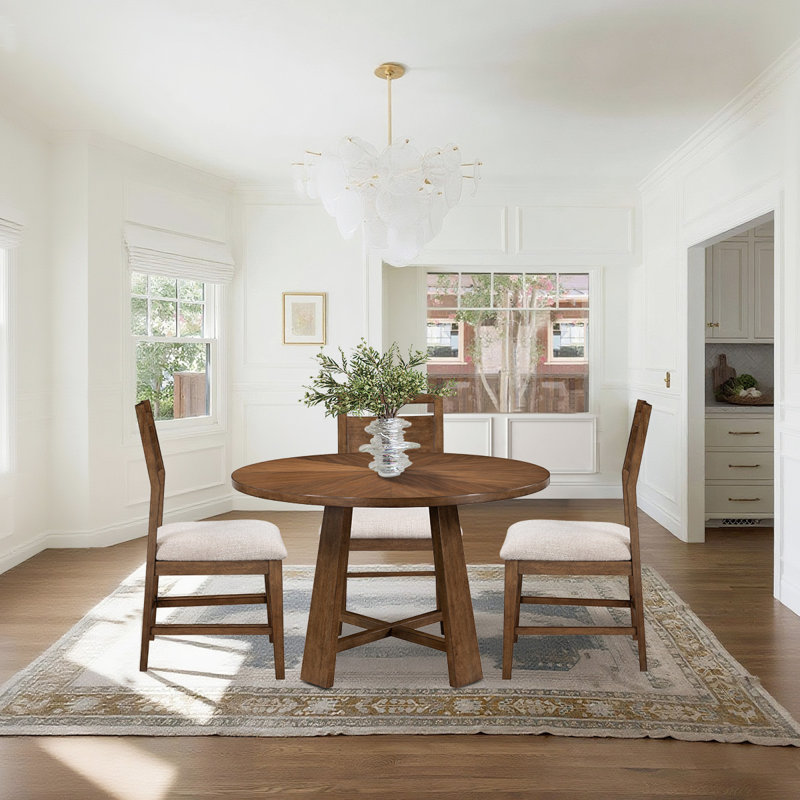 Lupita Harper Round Solid Wood Dining Table