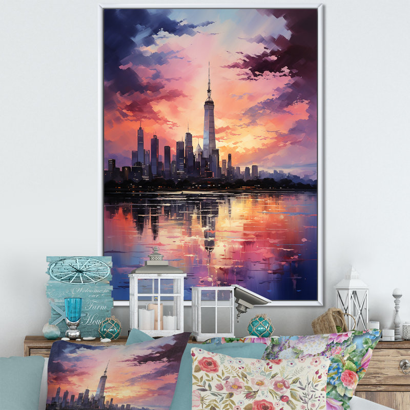 Mystical Skyline Hues I, H 40 po x l 30 po x P 1,5 po, Cadre flottant blanc