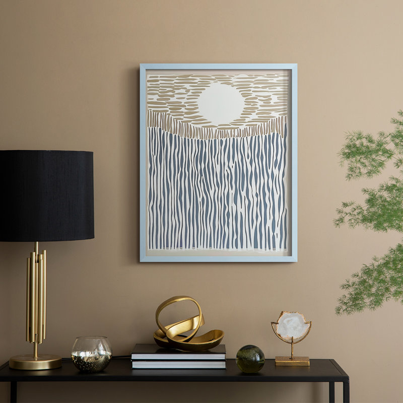 Impression abstraite encadrée CDXC - prête à être accrochée - fabriquée aux États-Unis, Bleu, H 14 po x l 11 po