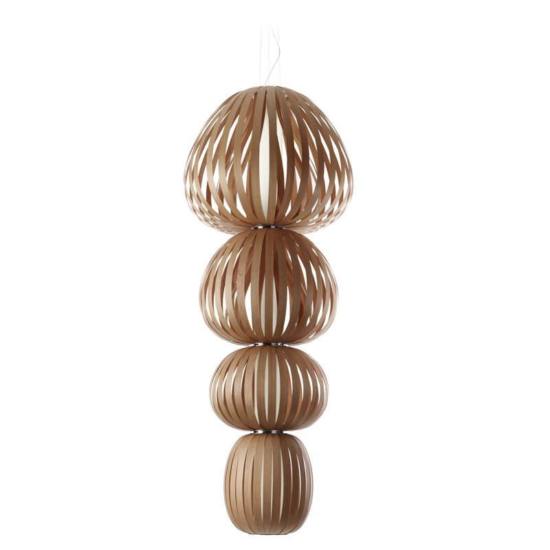 Totem 1 - Light LED Pendant, Natural Cherry, 2700K LED, 90.9" H x 33.9" W x 33.9" D