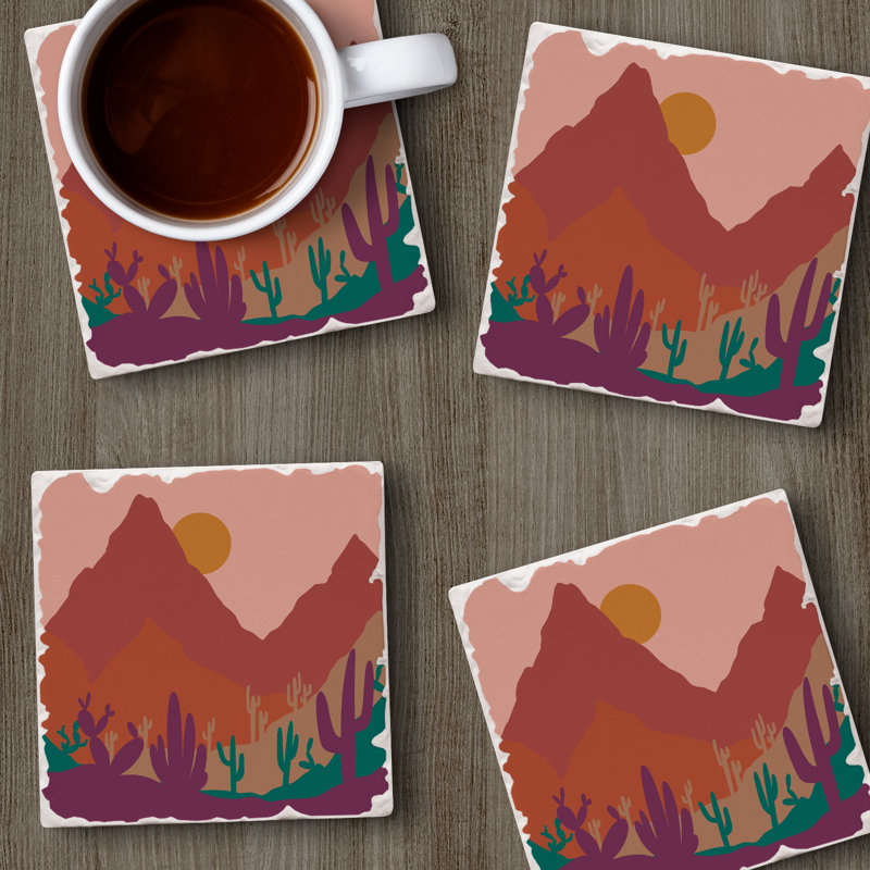 Stoneware Square 4 Piece Coaster Set