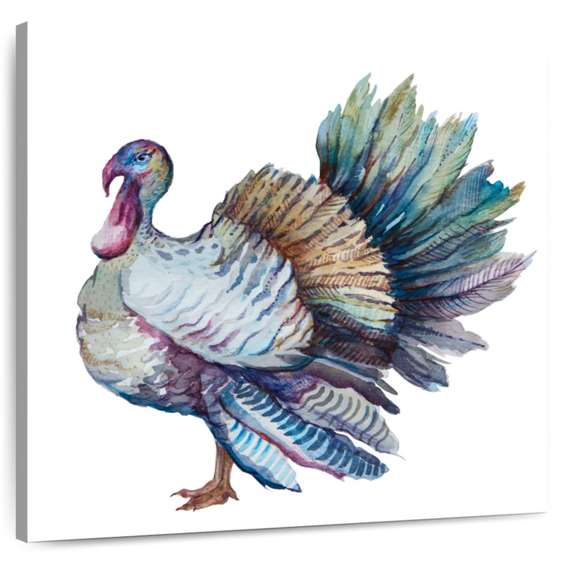 Colorful Turkey Feathers, 16" H x 16" W