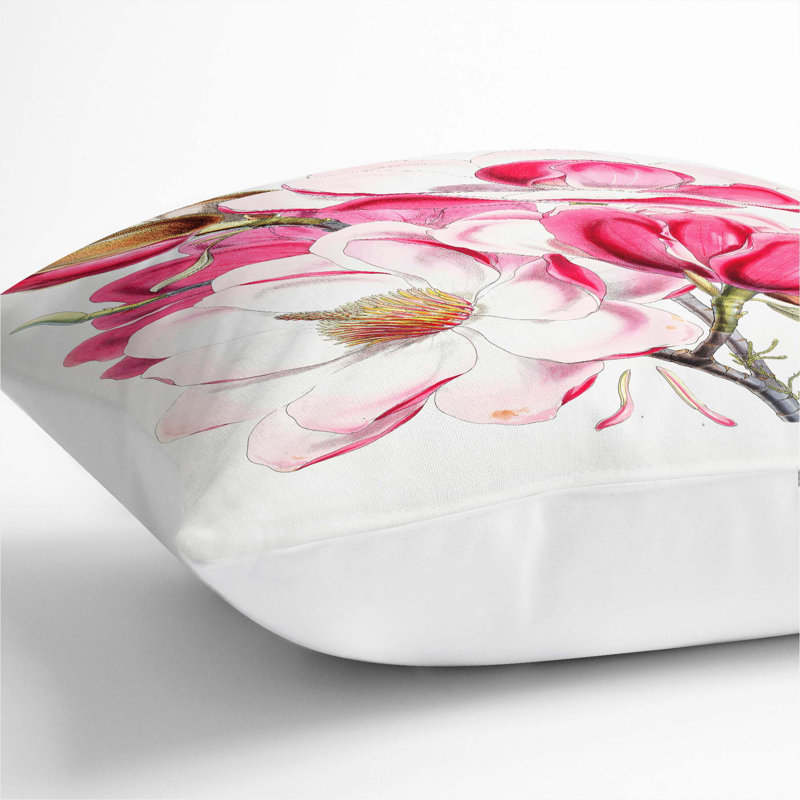 Floral Square Throw Cushion, 55cm H x 55cm W x 20cm D, White