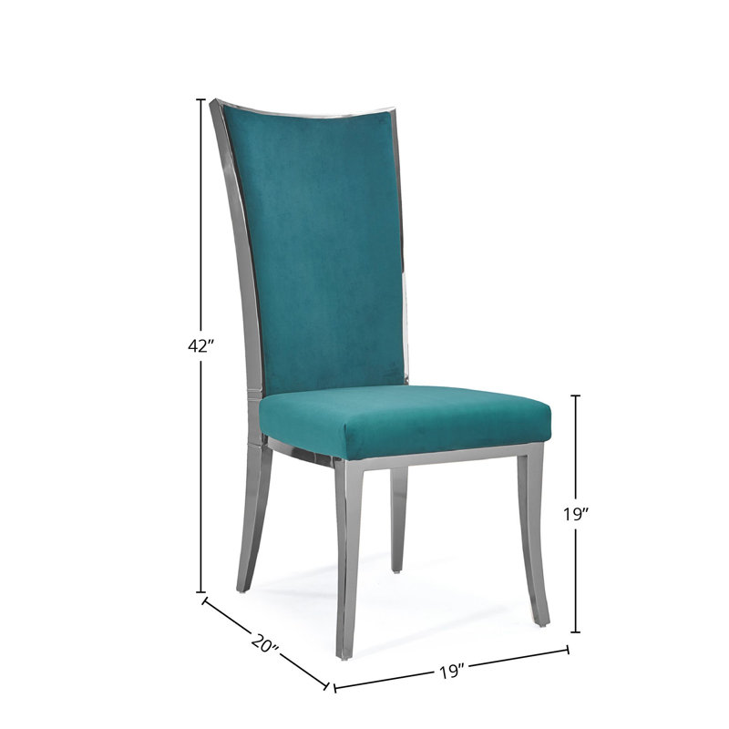 19'' H Velvet Upholstered Side Chair, Silver, Grey