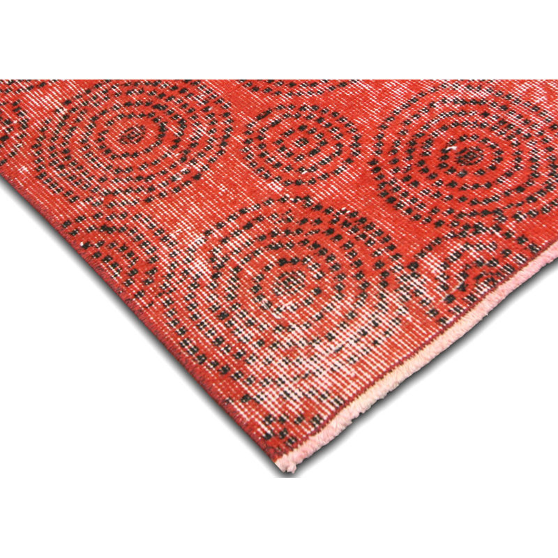 Tapis unique en laine noué à la main de style années 1960 de 6 pi 7 po x 9 pi en rose