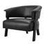 Fauteuil à oreilles en similicuir noir, monobloc, dossier enveloppant, design ergonomique, pieds en bois d'hévéa massif-460345869