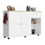 Chariot pour îlot de cuisine, six tiroirs, un tiroir, armoire à deux portes, deux tablettes extérieures, quatre tablettes intérieures, blanc / pin